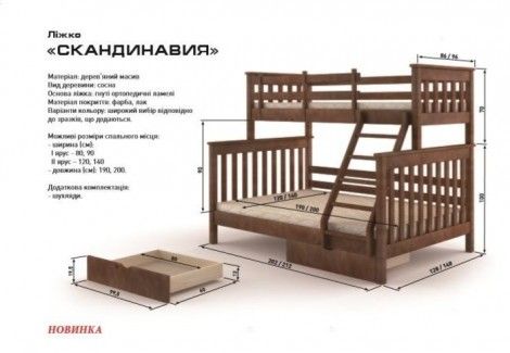 Семейная двухъярусная кровать Скандинавия Мебигранд