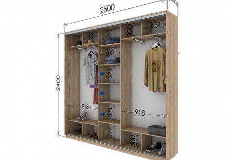 Шафа купе «Гарант» трьохдверна 250х240х45