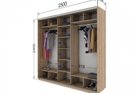 Шафа купе «Гарант» трьохдверна 250х240х60