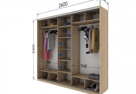 Шафа купе «Гарант» трьохдверна 260х240х60