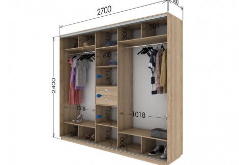 Шафа купе «Гарант» трьохдверна 270х240х60