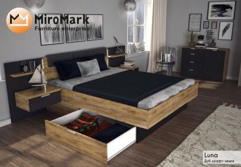 Кровать 180 Луна с каркасом и тумбами Миро Марк
